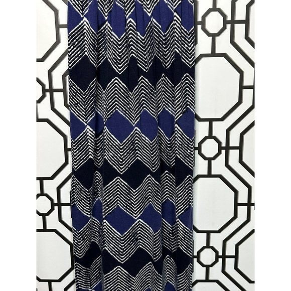 Loft Ladies Spaghetti Strap Blue/Black Maxi Beachy Style Long Dress Size Medium - Picture 4 of 6